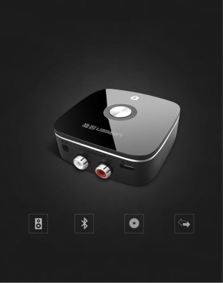 Ugreen adapter odbiornik Bluetooth 5.0 aptX 2RCA / 3,5 mm mini jack czarny (40759)