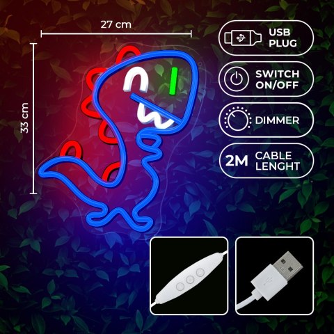 Neon PLEXI LED JURASSIC BABY DINO niebieski FLNJ01 Forever Light