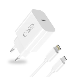 TECH-PROTECT NC20W 1-PORT NETWORK CHARGER PD 20W + LIGHTNING CABLE WHITE