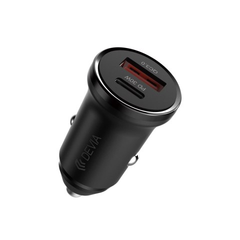 Devia ładowarka samochodowa Smart Mini PD QC 3.0 30W 1x USB 1x USB-C biała