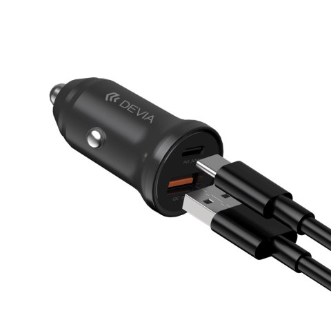 Devia ładowarka samochodowa Smart Mini PD QC 3.0 30W 1x USB 1x USB-C biała