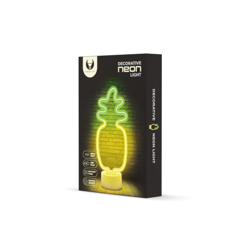 Neon na podstawce LED ANANAS pomarańczowo zielony USB-C FSC-12 Forever Light
