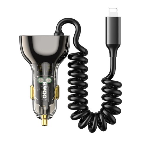 BWOO 30W ładowarka samochodowa PD CC96L 1x USB-C 1x USB z kablem lightning szara