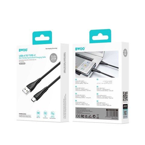 BWOO kabel 27W USB - USB-C BO-X318C 1m czarny BWOO kabel 27W USB - USB-C BO-X318C 1m czarny