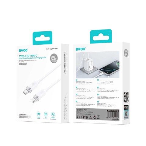 BWOO kabel 65W USB-C - USB-C 1m biały