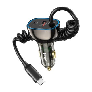 BWOO ładowarka samochodowa PD CC96C 1x USB-C 1x USB 30W z kabelem USB-C szara