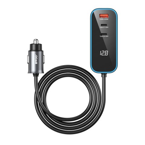 BWOO ładowarka samochodowa PD RGB CC107 1x USB-C 1x USB 30W czarna