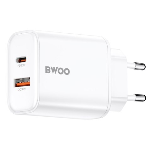 BWOO ładowarka sieciowa PD CDA207 1x USB 1xUSB-C 36W biały