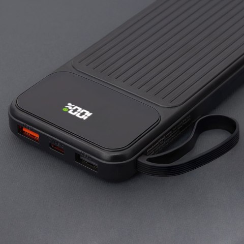 Maxlife power bank z wbudowanymi kablami MXPB-06 PD QC 22,5W 10000 mAh czarny