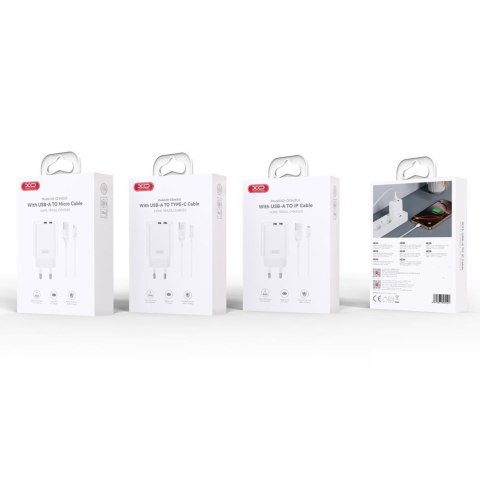 XO ładowarka sieciowa CE34 2x USB 2,4A biała + kabel microUSB