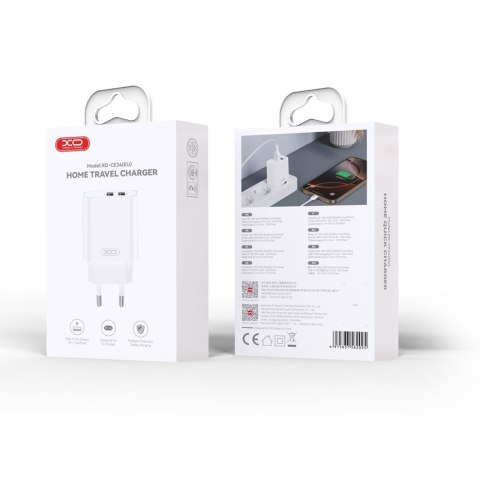XO ładowarka sieciowa CE34 2x USB 2,4A biała