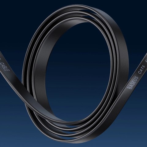 Baseus Speed Six kabel sieciowy płaski RJ45 1000Mbps 15m czarny (WKJS000301)
