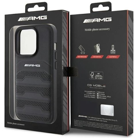Etui AMG Leather Debossed Lines do iPhone 15 Pro - czarne