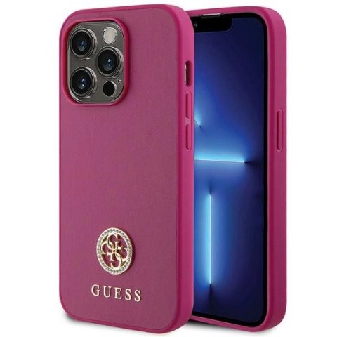 Etui Guess Strass Metal Logo do iPhone 15 Pro Max - różowe