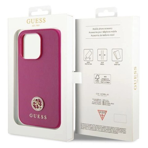 Etui Guess Strass Metal Logo do iPhone 15 Pro Max - różowe