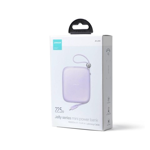 Joyroom powerbank 10000mAh Jelly Series 22.5W z wbudowanym kablem Lightning fioletowy (JR-L003)