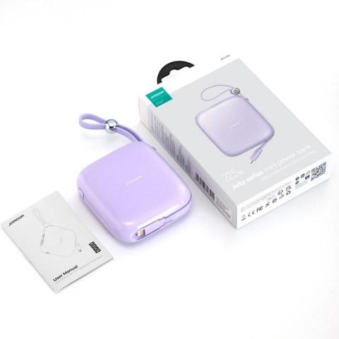 Joyroom powerbank 10000mAh Jelly Series 22.5W z wbudowanym kablem Lightning fioletowy (JR-L003)