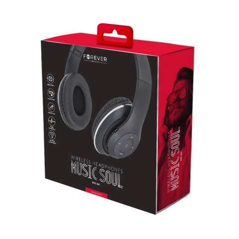 Forever słuchawki Bluetooth Music Soul BHS-300 nauszne czarne Forever słuchawki Bluetooth Music Soul BHS-300 nauszne czarne