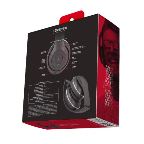 Forever słuchawki Bluetooth Music Soul BHS-300 nauszne czarne Forever słuchawki Bluetooth Music Soul BHS-300 nauszne czarne