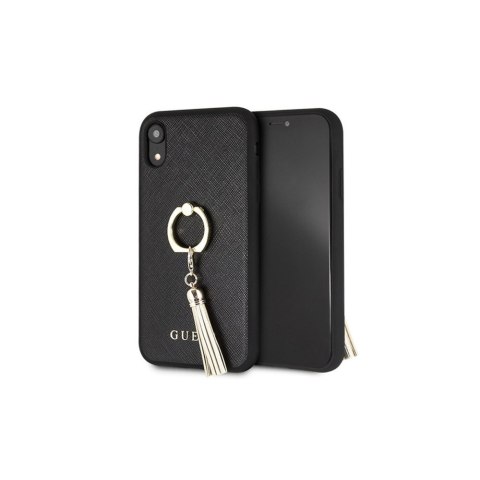 ŻGuess iPhone XR GUHCI61RSSABK czarny hard case Saffiano with ring stand ŻGuess iPhone XR GUHCI61RSSABK czarny hard case Saffiano with ring stand