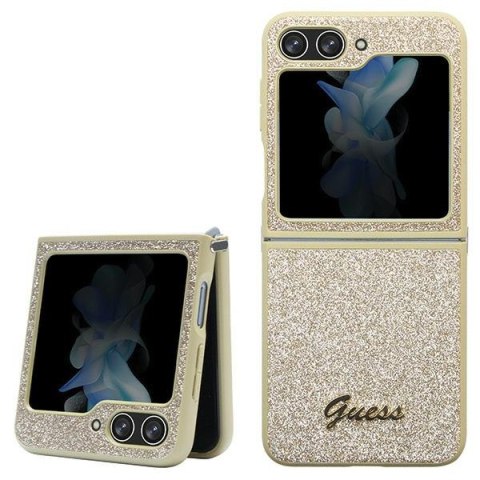 Guess nakładka do Samsung Z Flip5 GUHCZF5HGGSHD złota HC PU/TPU Glitter Script Guess nakładka do Samsung Z Flip5 GUHCZF5HGGSHD złota HC PU/TPU Glitter Script