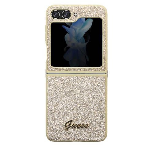 Guess nakładka do Samsung Z Flip5 GUHCZF5HGGSHD złota HC PU/TPU Glitter Script Guess nakładka do Samsung Z Flip5 GUHCZF5HGGSHD złota HC PU/TPU Glitter Script