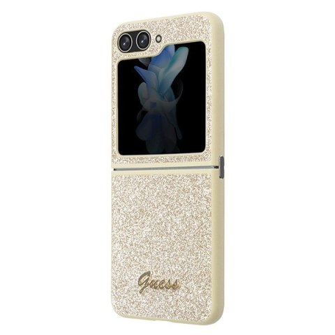 Guess nakładka do Samsung Z Flip5 GUHCZF5HGGSHD złota HC PU/TPU Glitter Script Guess nakładka do Samsung Z Flip5 GUHCZF5HGGSHD złota HC PU/TPU Glitter Script