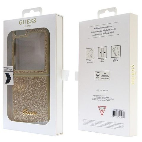 Guess nakładka do Samsung Z Flip5 GUHCZF5HGGSHD złota HC PU/TPU Glitter Script Guess nakładka do Samsung Z Flip5 GUHCZF5HGGSHD złota HC PU/TPU Glitter Script