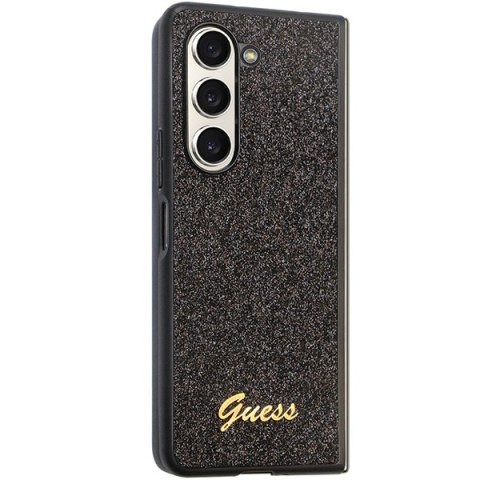 Guess nakładka do Samsung Z Fold5 GUHCZFD5HGGSHK czarna PU/TPU Glitter Script