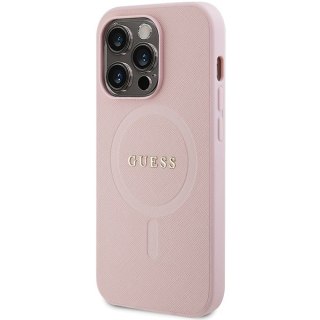 Guess nakładka do iPhone 14 Pro 6,1" GUHMP14LPSAHMCP różowa Saffiano Magsafe