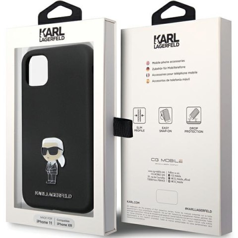 Karl Lagerfeld nakładka do iPhone 11 KLHCN61SMHKNPK czarna HC Silicone Ikonik Metal Pin Karl Lagerfeld nakładka do iPhone 11 KLHCN61SMHKNPK czarna HC Silicone Ikonik Metal Pin