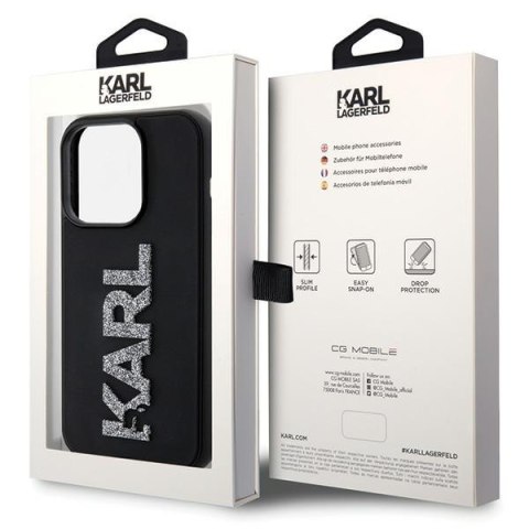 Karl Lagerfeld nakładka do iPhone 15 Pro 6,1" KLHCP15L3DMBKCK czarna HC 3D Logo Glitter Karl Lagerfeld nakładka do iPhone 15 Pro 6,1" KLHCP15L3DMBKCK czarna HC 3D Logo Glitter