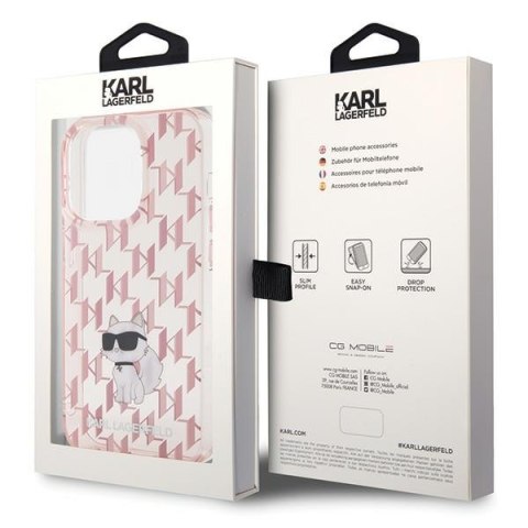 Karl Lagerfeld nakładka do iPhone 15 Pro 6,1" KLHCP15LHNCMKLP różowa HC IML C Monogram
