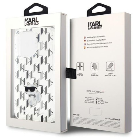 Karl Lagerfeld nakładka do iPhone 15 Pro 6,1" KLHCP15LHNCMKLT transparentna HC IML C Monogram