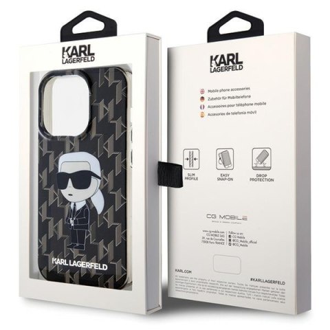 Karl Lagerfeld nakładka do iPhone 15 Pro 6,1" KLHCP15LHNKMKLK czarna HC IML Ikonik Monogram Karl Lagerfeld nakładka do iPhone 15 Pro 6,1" KLHCP15LHNKMKLK czarna HC IML Ikonik Monogram