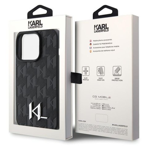 Karl Lagerfeld nakładka do iPhone 15 Pro 6,1" KLHCP15LPKLPKLK czarna HC Hot Stamp Monogram KL Metal Logo Karl Lagerfeld nakładka do iPhone 15 Pro 6,1" KLHCP15LPKLPKLK czarna HC Hot Stamp Monogram KL Metal Logo