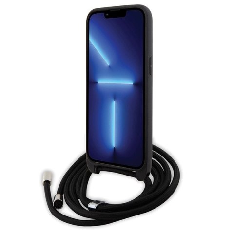 Karl Lagerfeld nakładka do iPhone 15 Pro Max 6,7" KLHCP15XSASKNPSK czarna HC Saffiano Ikonik Metal Pin Monogram Crossbody