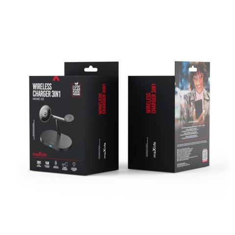 Maxlife ładowarka bezprzewodowa magnetyczna MXWC-03 15W czarna 3w1 Maxlife ładowarka bezprzewodowa magnetyczna MXWC-03 15W czarna 3w1