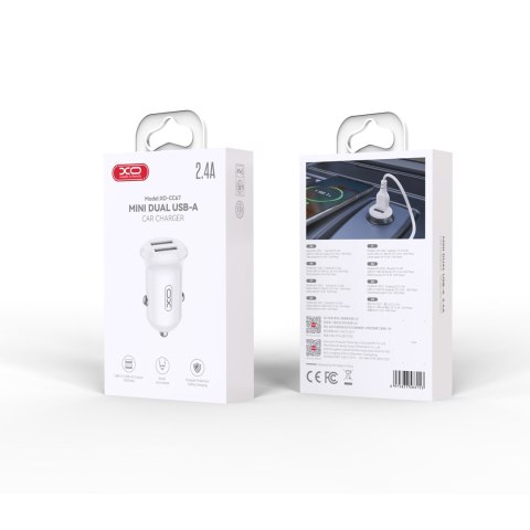 XO ładowarka samochodowa CC67 12W 2x USB biała