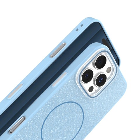 Nakładka Glitter Thin Mag do iPhone 16e niebieska