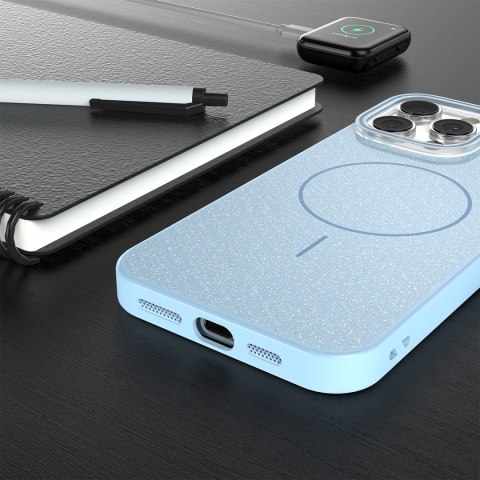 Nakładka Glitter Thin Mag do iPhone 16e niebieska