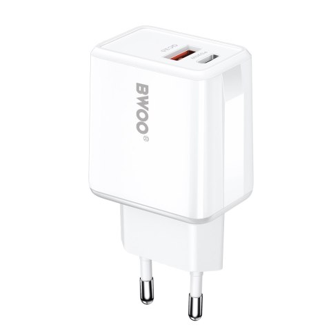 BWOO ładowarka sieciowa CDA182 QC 38W 1x USB-A + 1x USB-C z kablem USB-C-Lightning 1 m biała