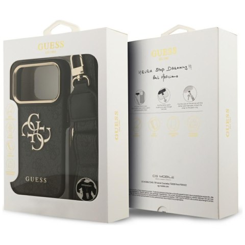 Guess Nakładka 4G PU Leather Case Big 4G And Classic Logo With Big 4G PU Nylon Strap And Metal Camera And Buttons Do iPhone 17 P