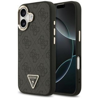 Guess Nakładka Magsafe 4G PU Leather Case With Triangle Logo And Gold Metal Camera Frame Do iPhone 17 Brązowa