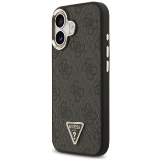 Guess Nakładka Magsafe 4G PU Leather Case With Triangle Logo And Gold Metal Camera Frame Do iPhone 17 Brązowa
