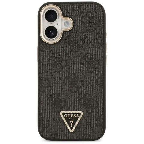 Guess Nakładka Magsafe 4G PU Leather Case With Triangle Logo And Gold Metal Camera Frame Do iPhone 17 Brązowa