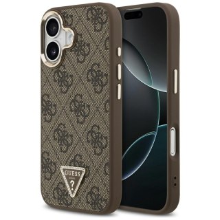 Guess Nakładka Magsafe 4G PU Leather Case With Triangle Logo And Gold Metal Camera Frame Do iPhone 17 Czarna