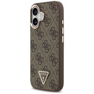 Guess Nakładka Magsafe 4G PU Leather Case With Triangle Logo And Gold Metal Camera Frame Do iPhone 17 Czarna
