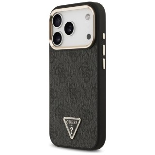 Guess Nakładka Magsafe 4G PU Leather Case With Triangle Logo And Gold Metal Camera Frame Do iPhone 17 Pro Brązowa