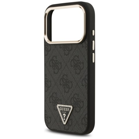 Guess Nakładka Magsafe 4G PU Leather Case With Triangle Logo And Gold Metal Camera Frame Do iPhone 17 Pro Brązowa
